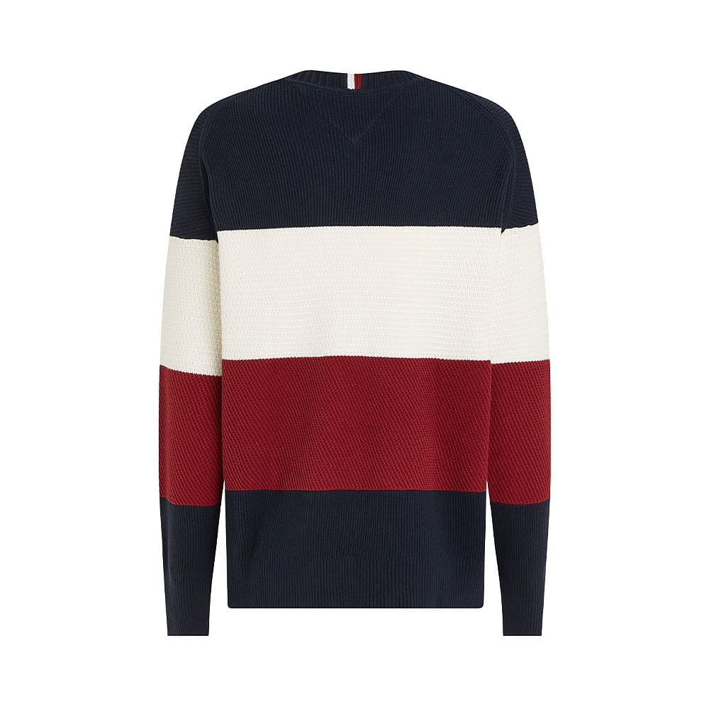 TEXTURED COLORBLOCK CREW NECK