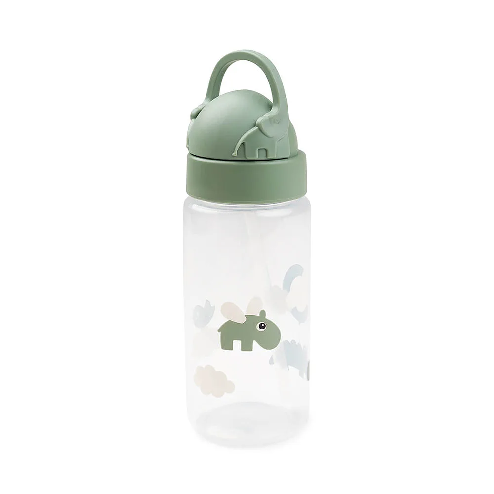 Straw bottle Happy clouds Green