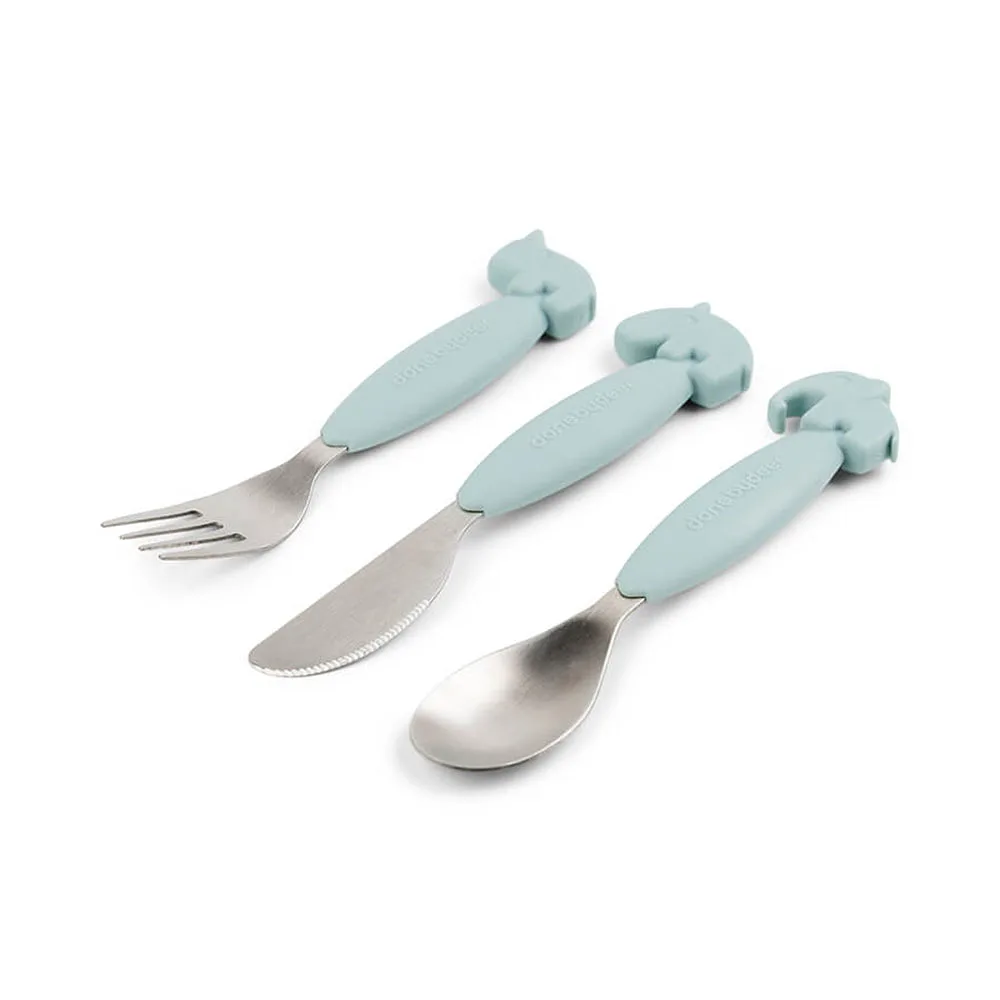 Easy-grip cutlery set Deer friends Blue