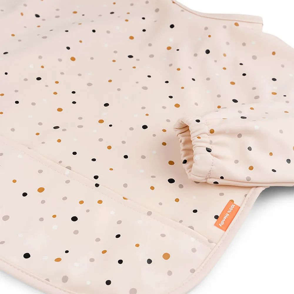 Sleeved pocket bib Happy dots Powder