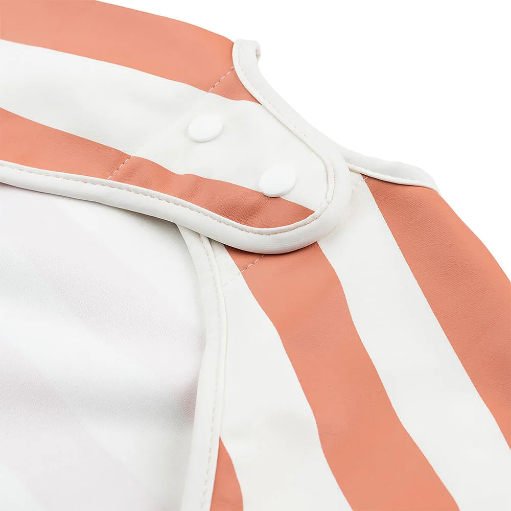 Sleeved pocket bib Stripes Papaya