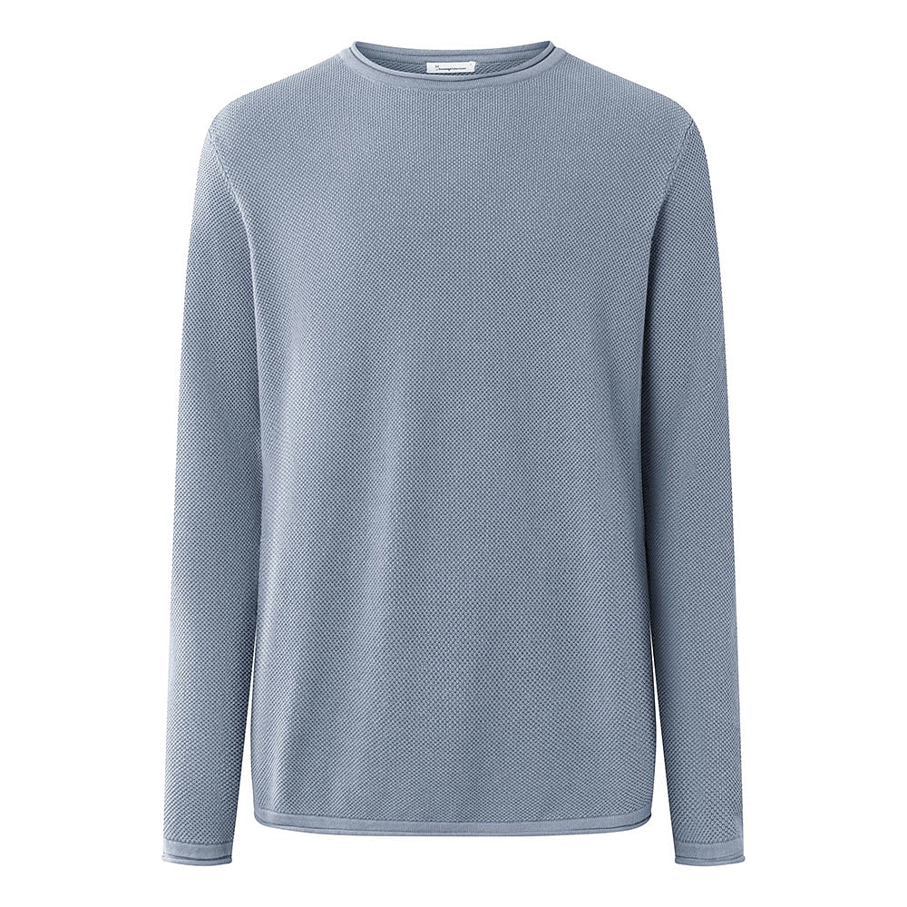 Cotton Crew Neck Knit With Roll Edge - GOTS/Vegan