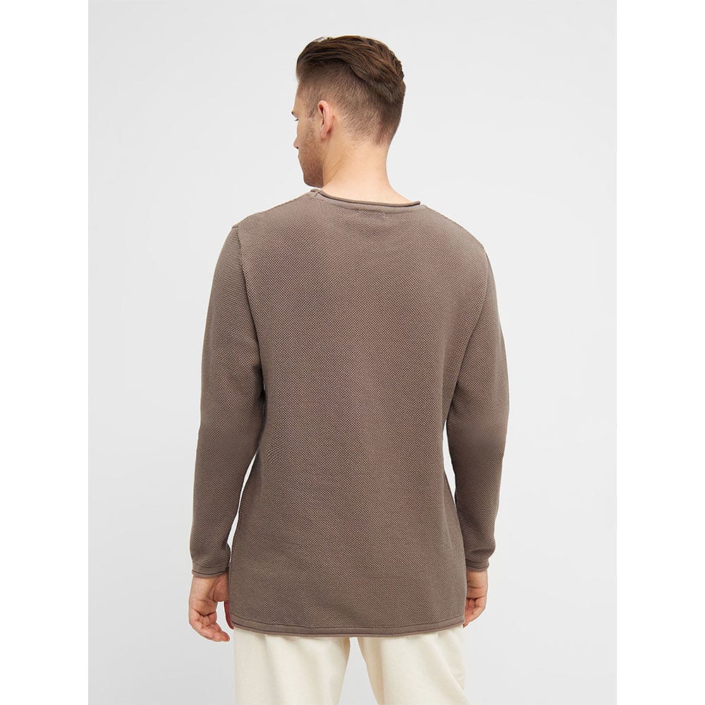 Cotton Crew Neck Knit With Roll Edge - GOTS/Vegan