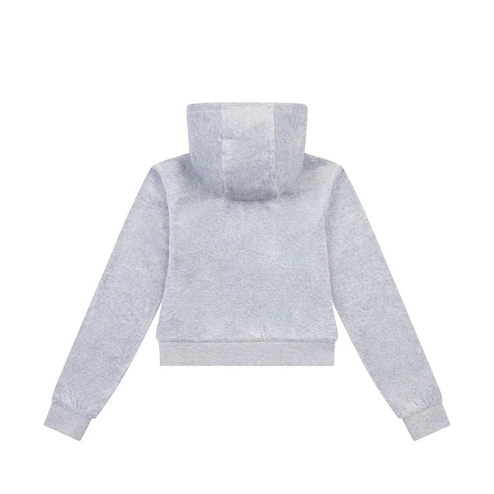 Sweater Tonal Embro Velour Zip Thru Hoodie