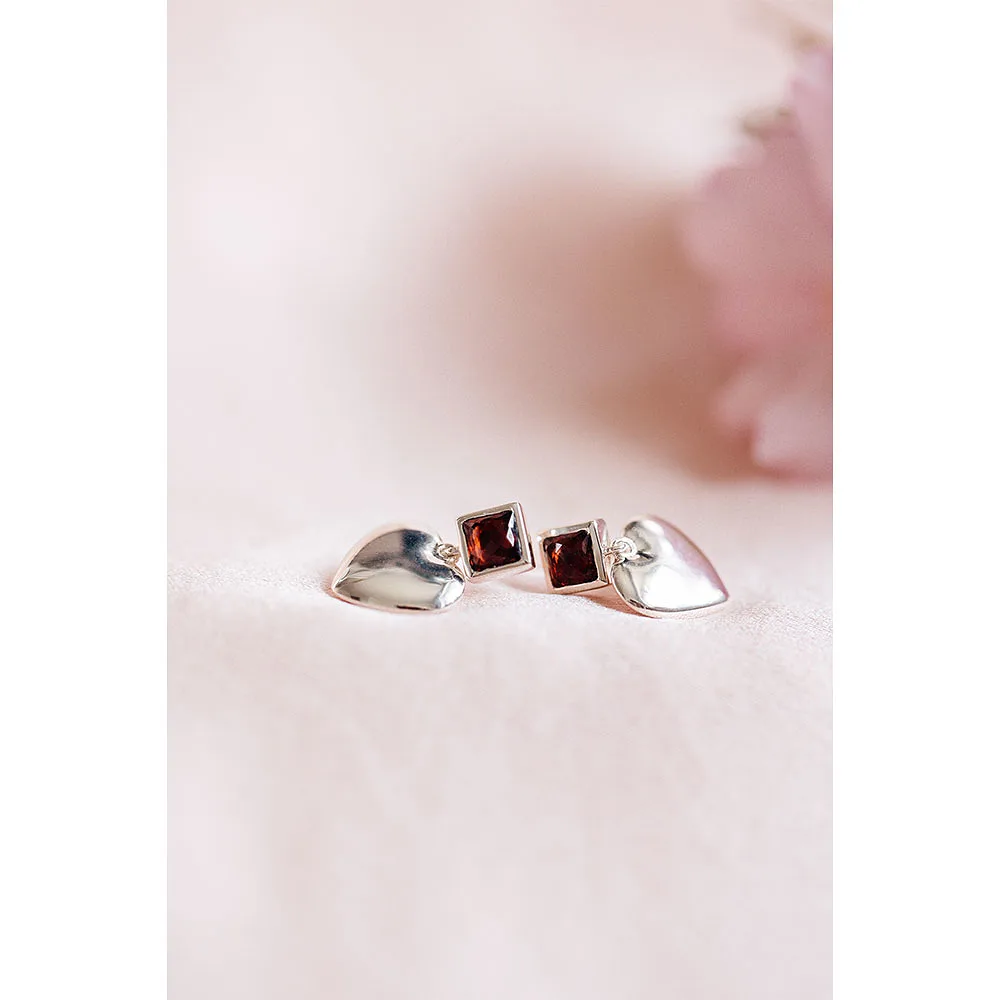 Young At Heart Earrings Silver Garnet