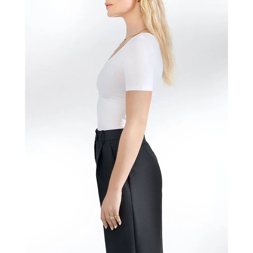Koton T-Shirt Donna Scollata A V Voluminosa In Tessuto Gimped - Nero, Taglia XL