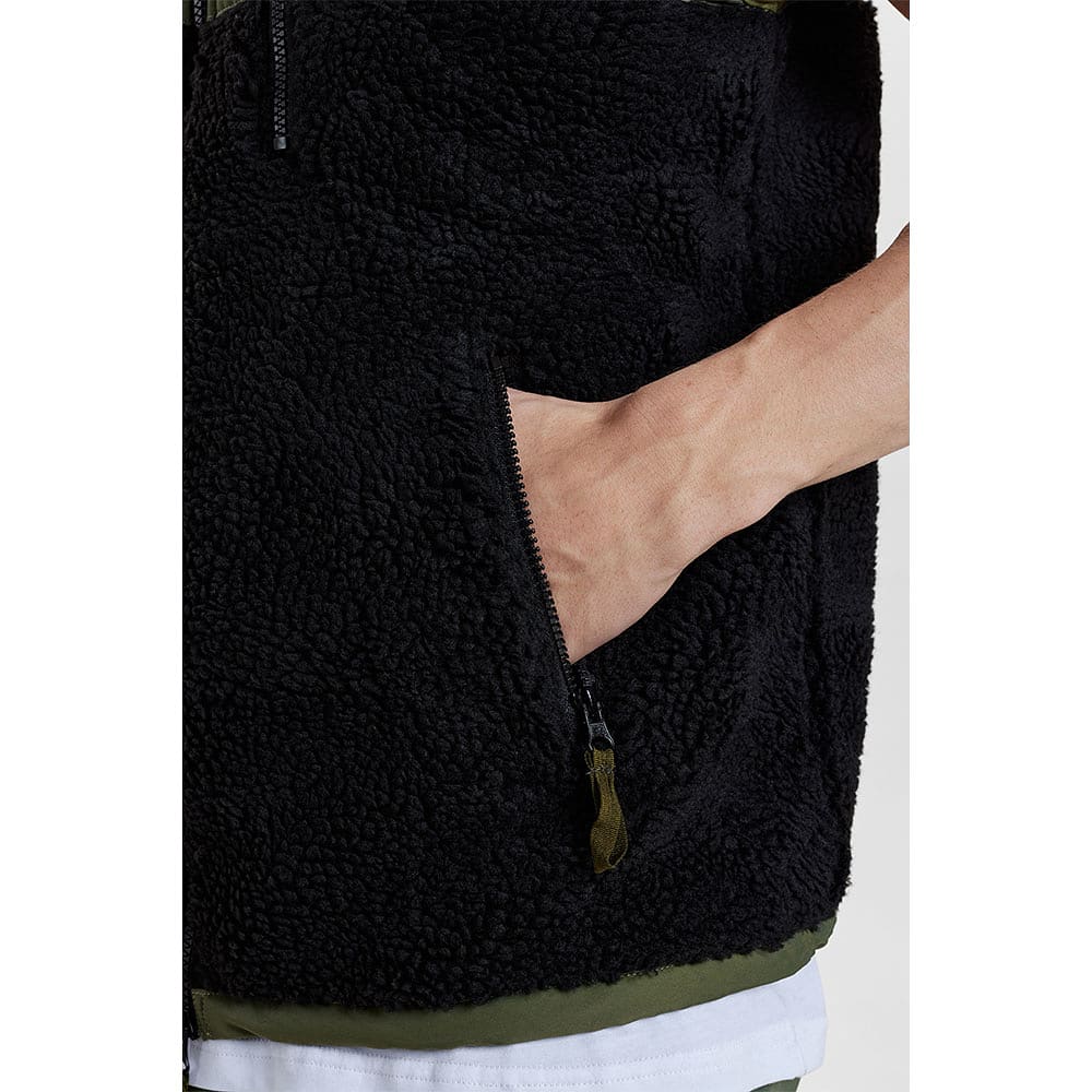 Panel Fleece Vest Zip