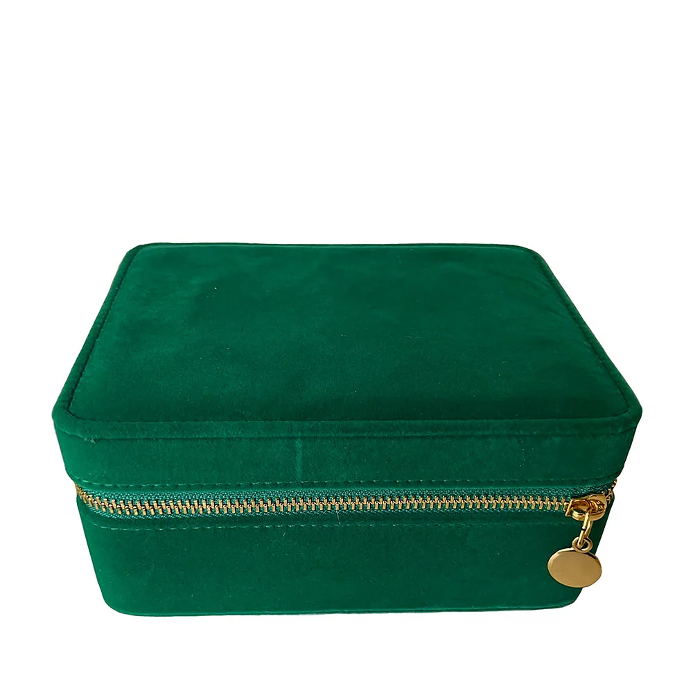 GREEN VELVET JEWELRY BOX