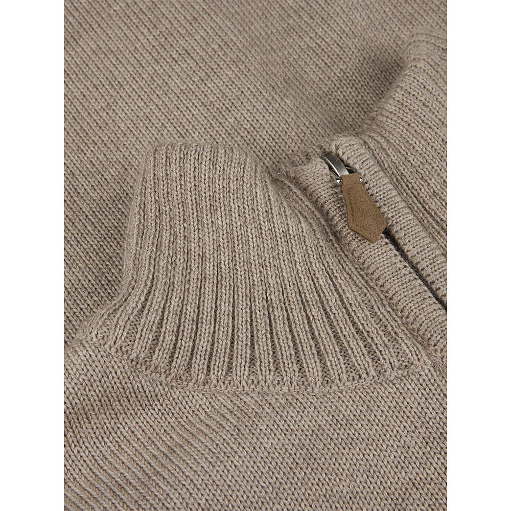 Textured Merino Zip Cardigan