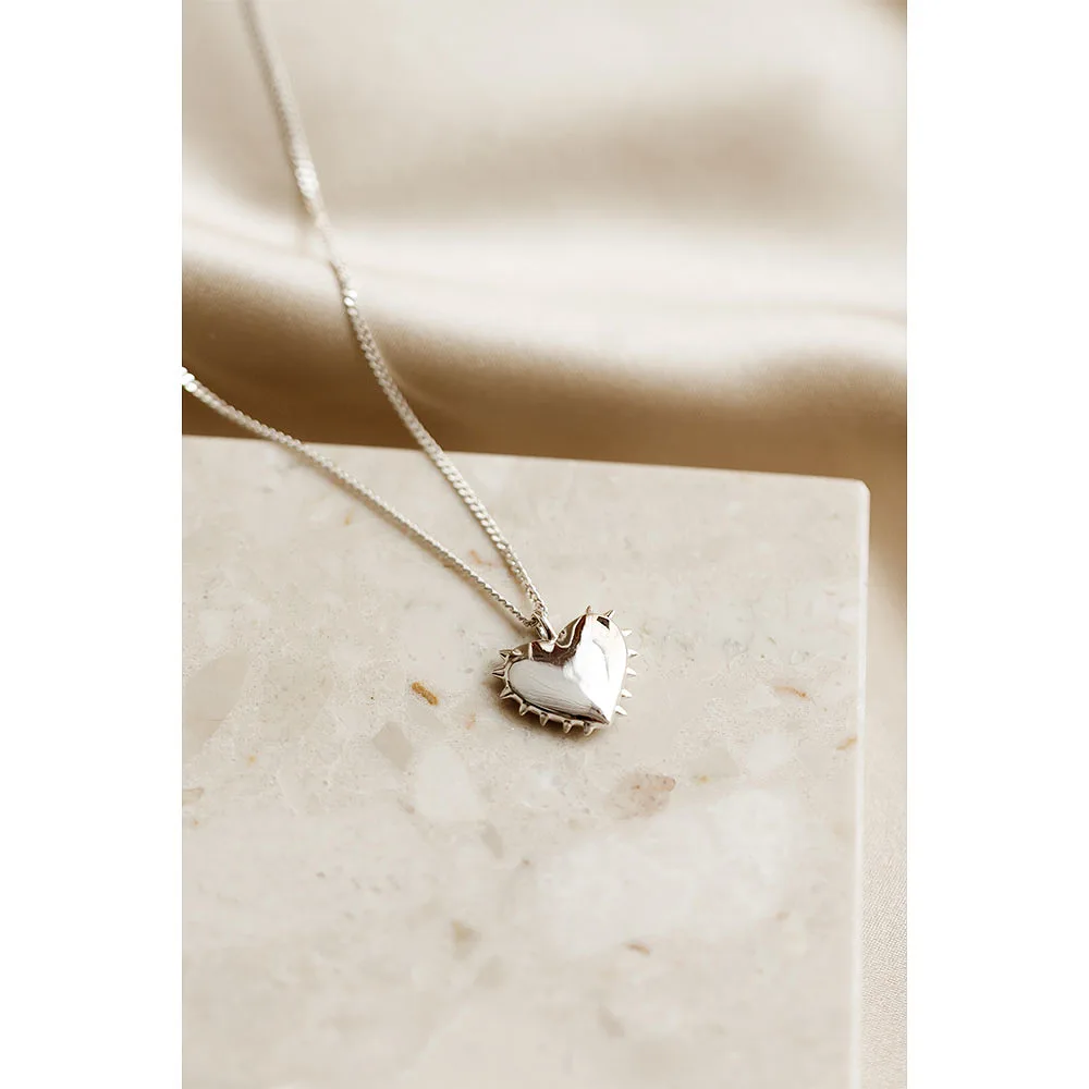 True Love Spike Heart Necklace Silver