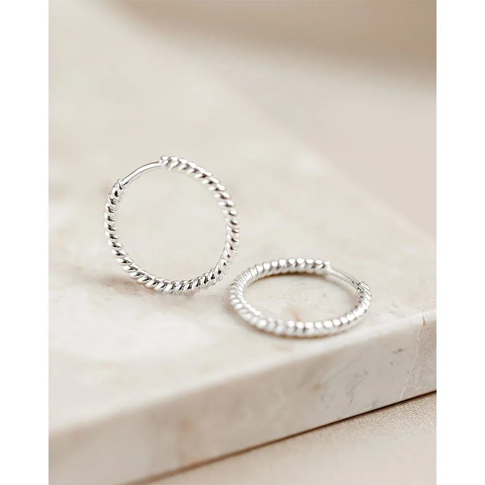 Beloved Twisted Medium Hoops Silver