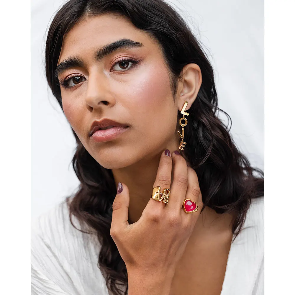 True Love Big L Single Earring Gold