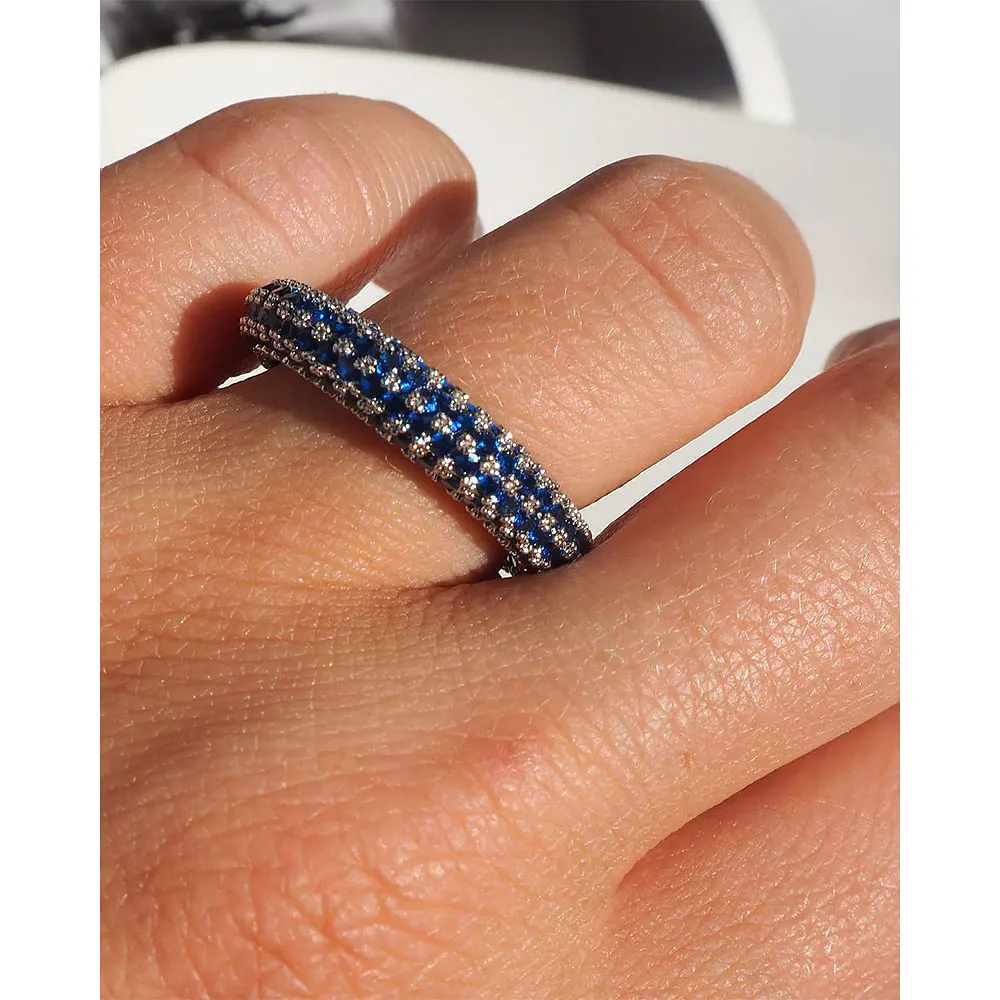 Pave Amalfi Ring - Blue Sapphire - Silver