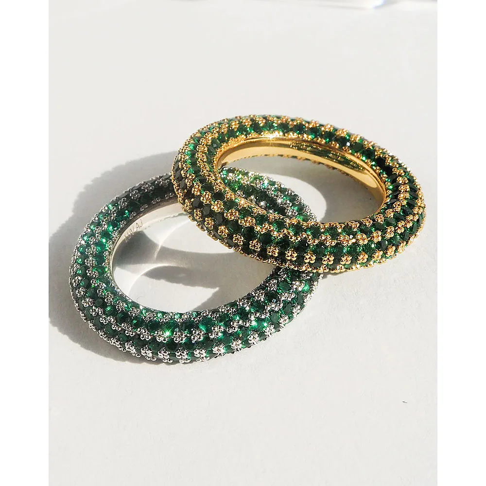 Pave Amalfi Ring - Emerald Green - Gold