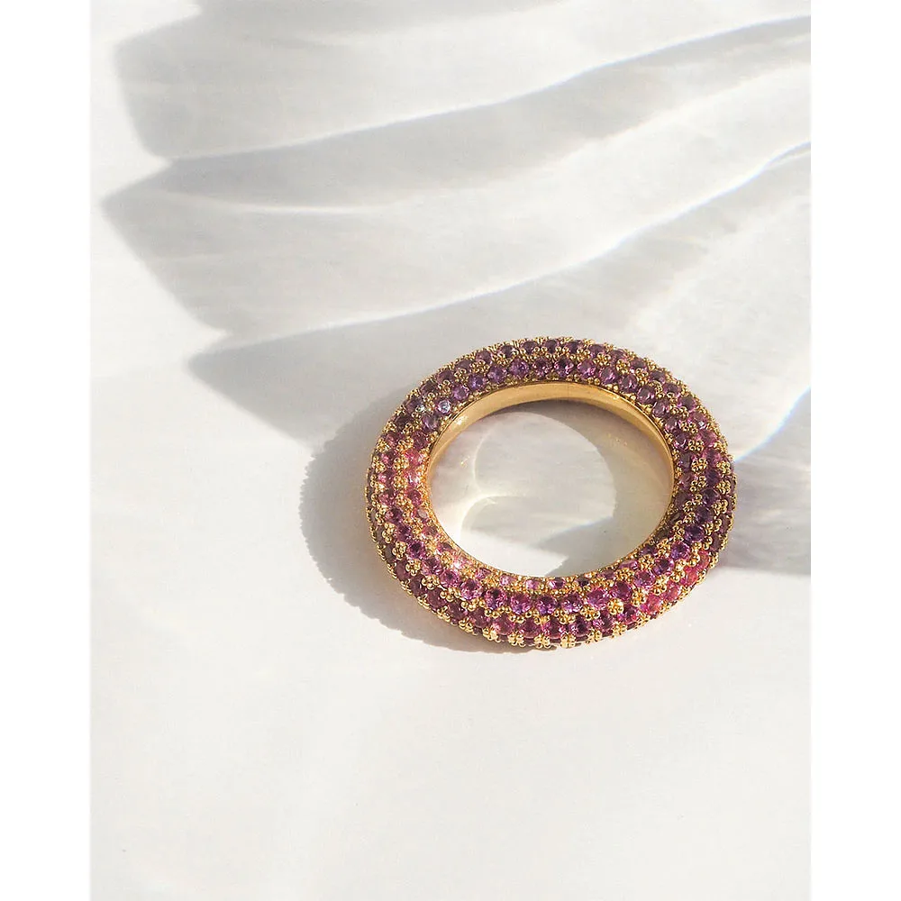 Pave Amalfi Ring - Pink - Gold