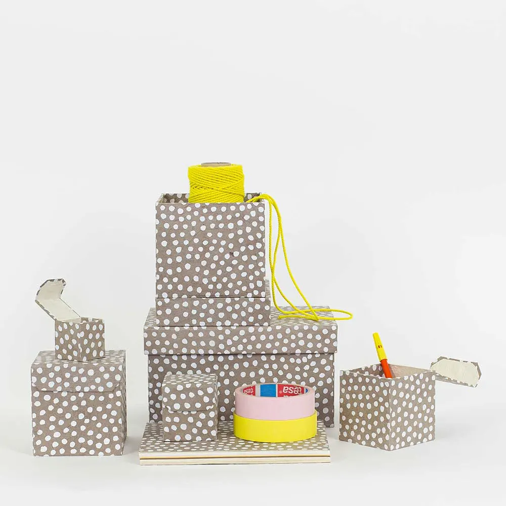 DOTTED Lådor 4-set, beige/vit