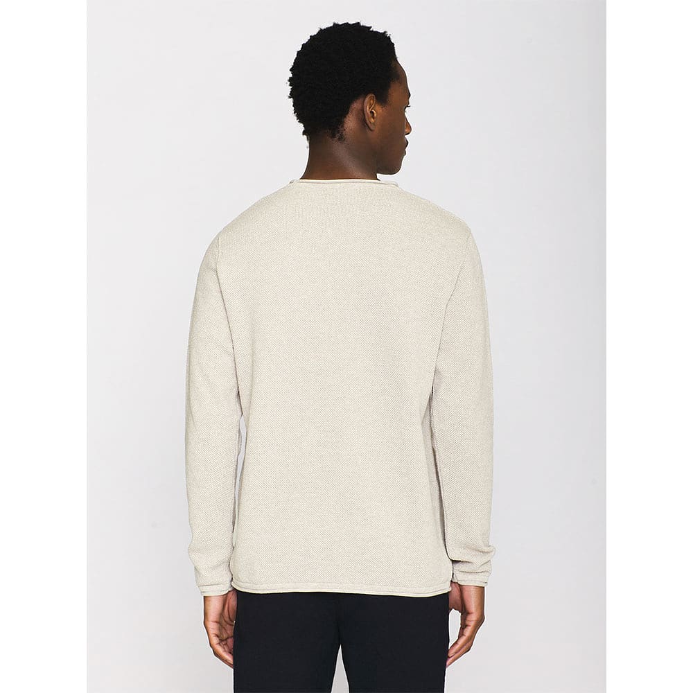 Cotton Crew Neck Knit With Roll Edge - GOTS/Vegan