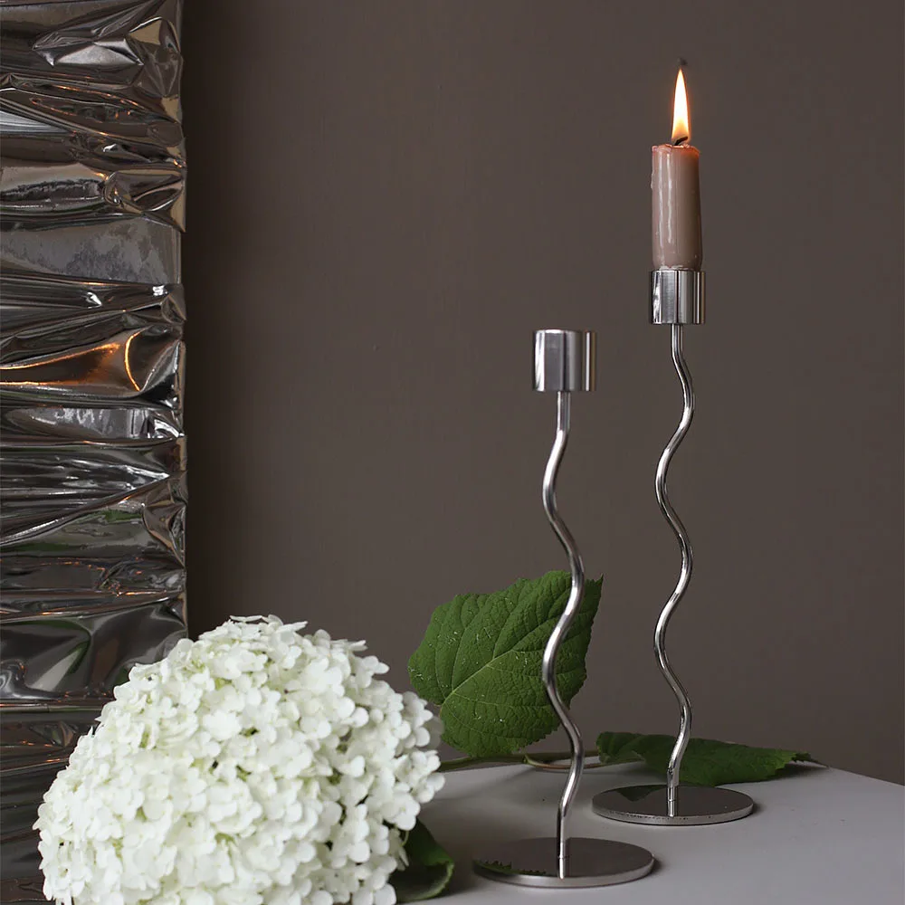 Curved Candleholder 23cm Stainless Steel