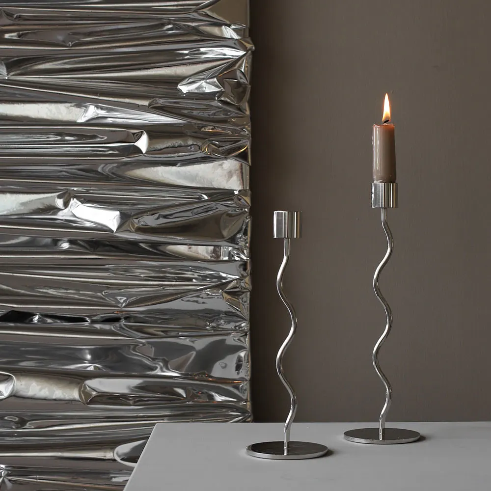 Curved Candleholder 26cm Stainless Steel