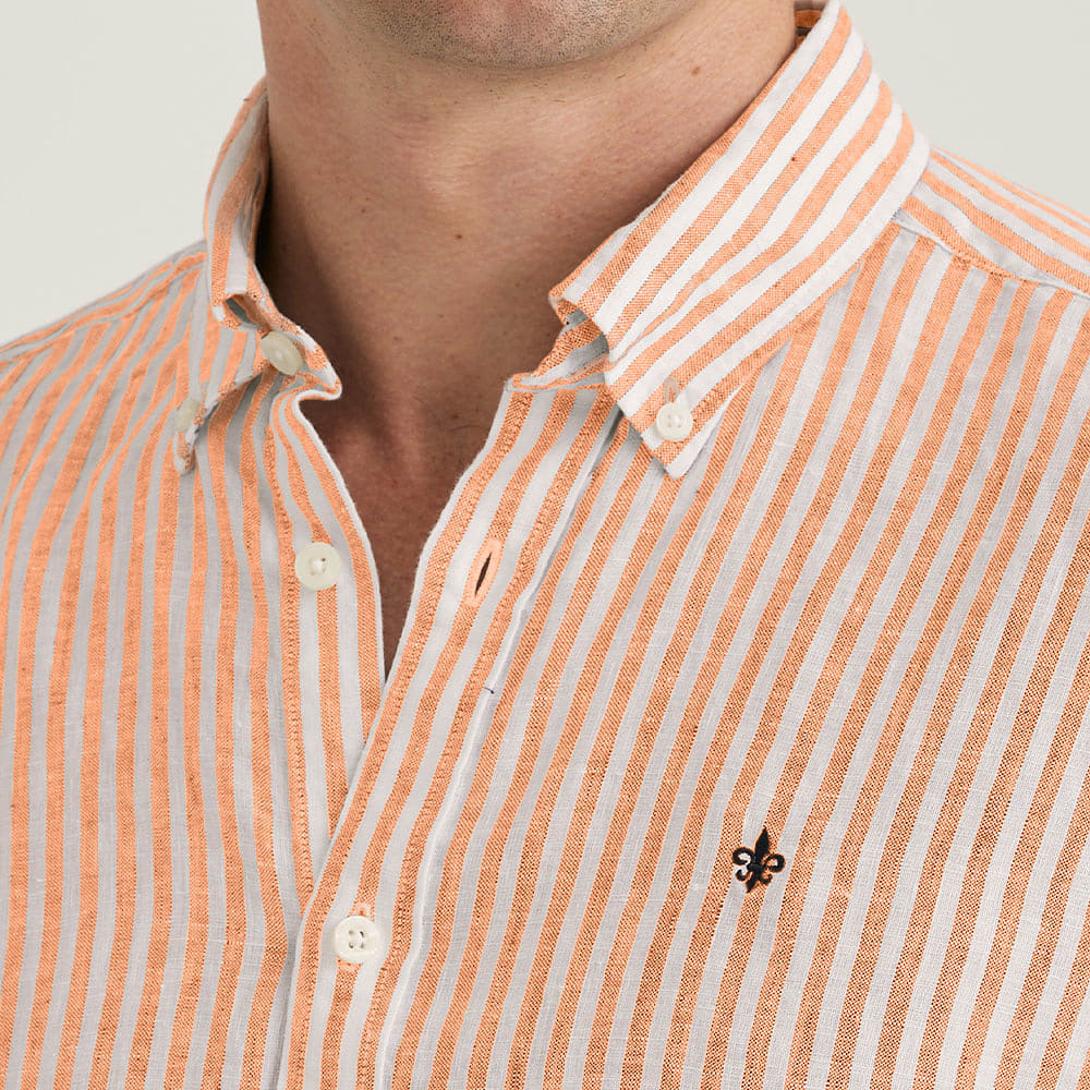 Douglas Linen Stripe Shirt-Classic Fit