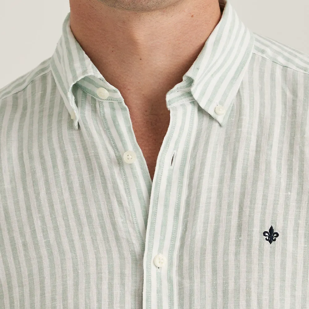 Douglas Linen Stripe Shirt-Classic Fit