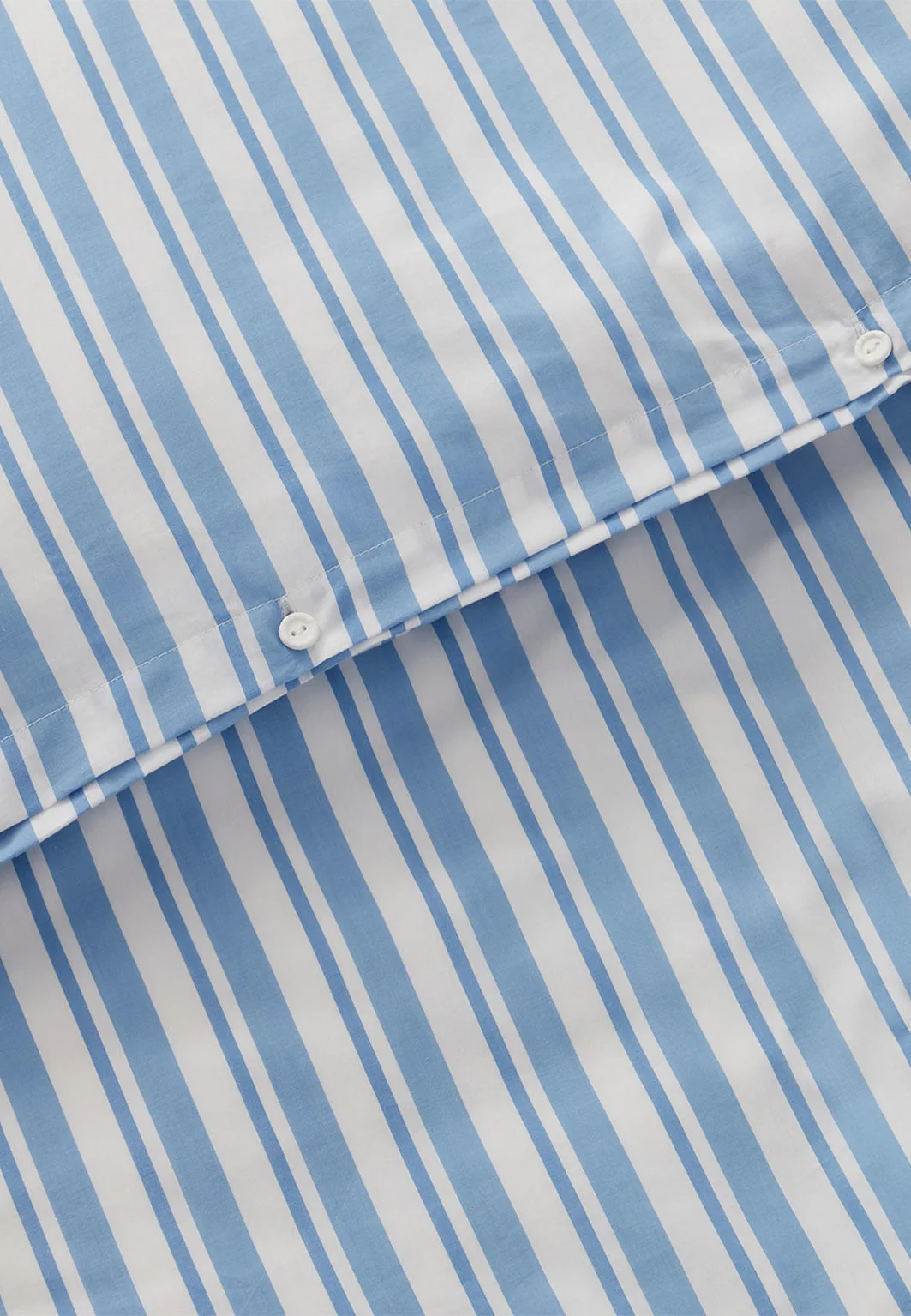 White/Blue Striped Cotton Poplin Bed Set