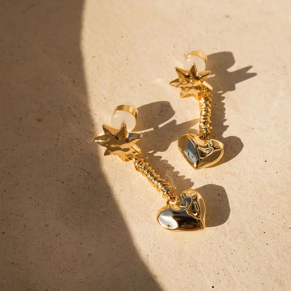 The Molten Heart Drop Studs - Gold