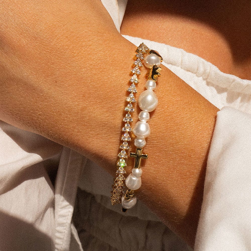 The Etoile Pearl Stud Bracelet - Gold