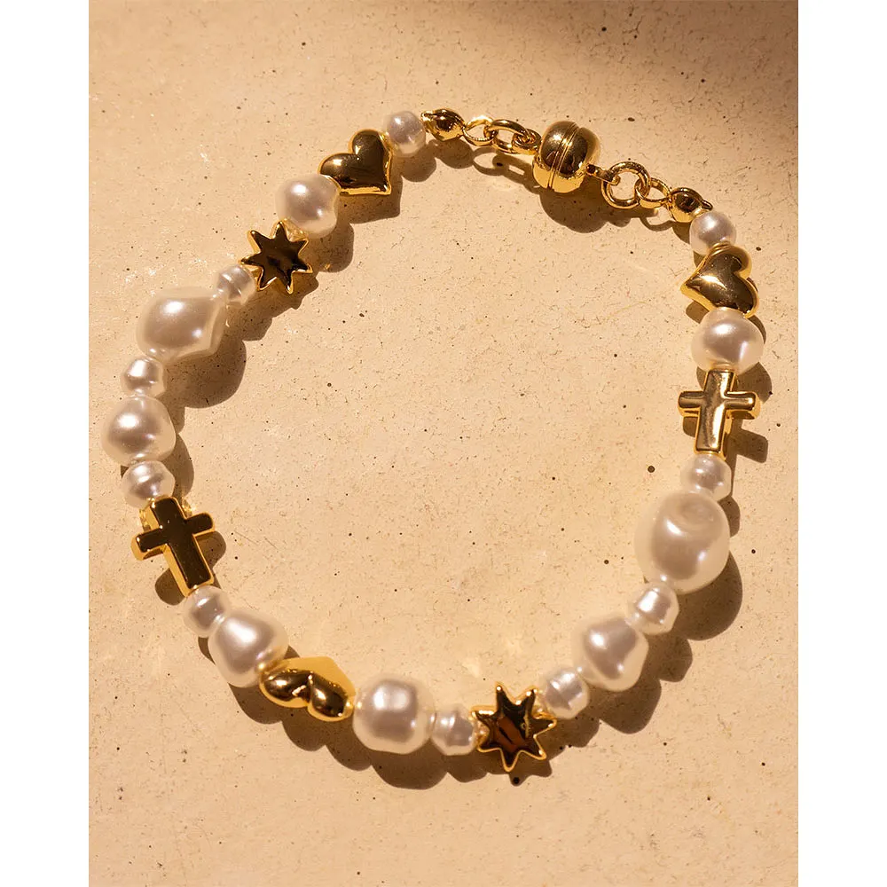 The Etoile Pearl Stud Bracelet - Gold
