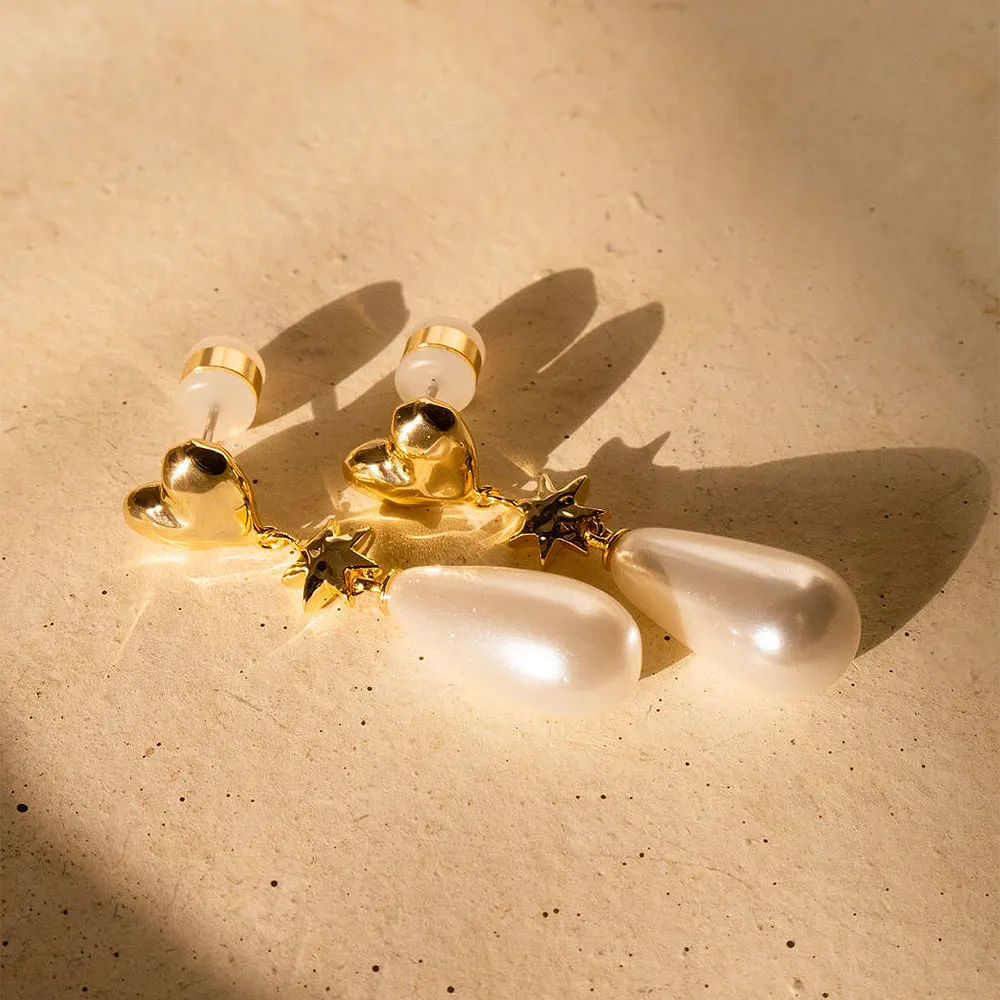 The Pearl Star Studs - Gold