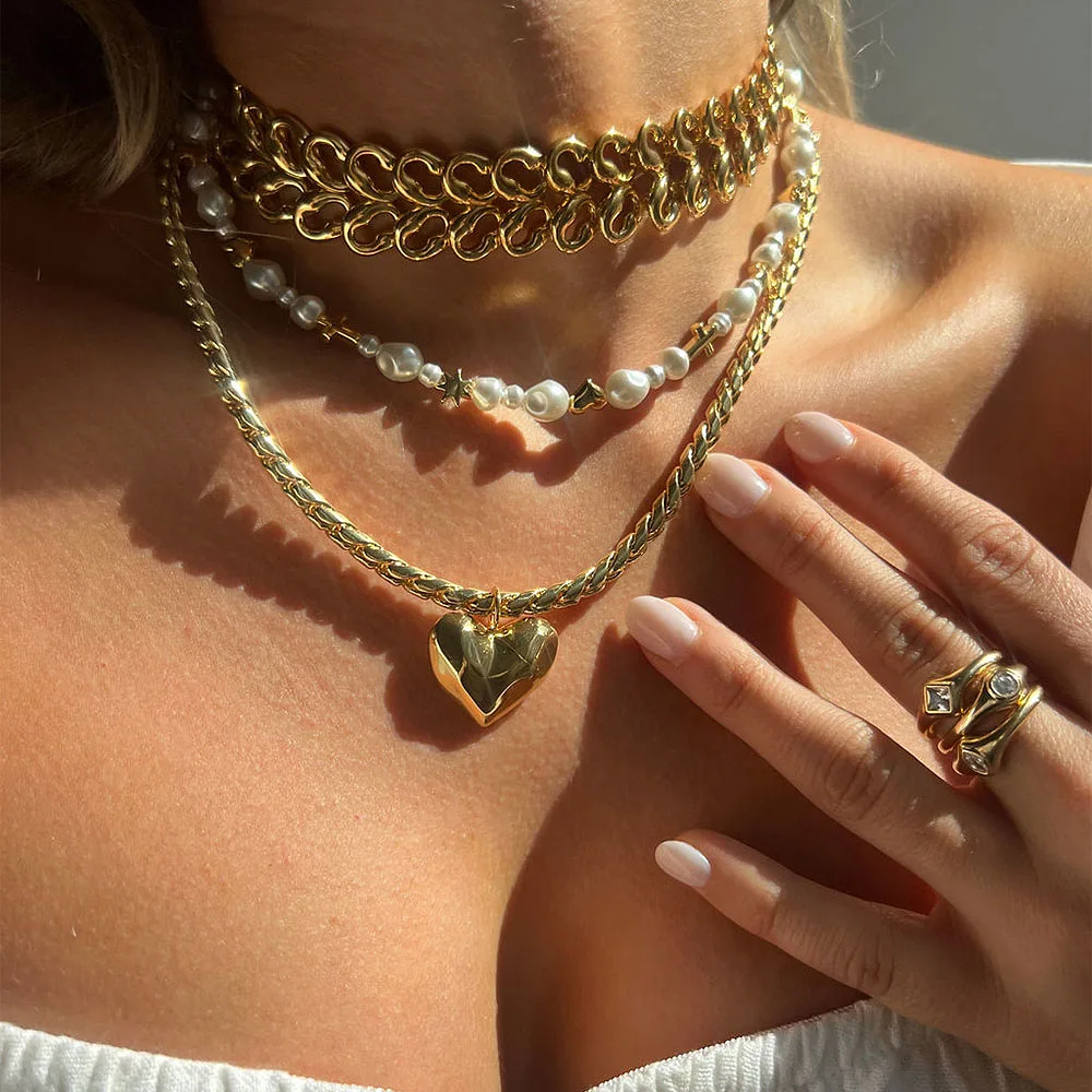 The Molten Heart Statement Necklace - Gold