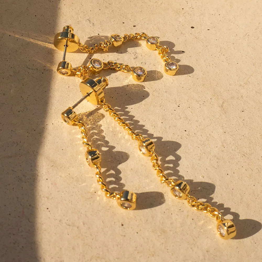 The Estelle Double Chain studs - Gold
