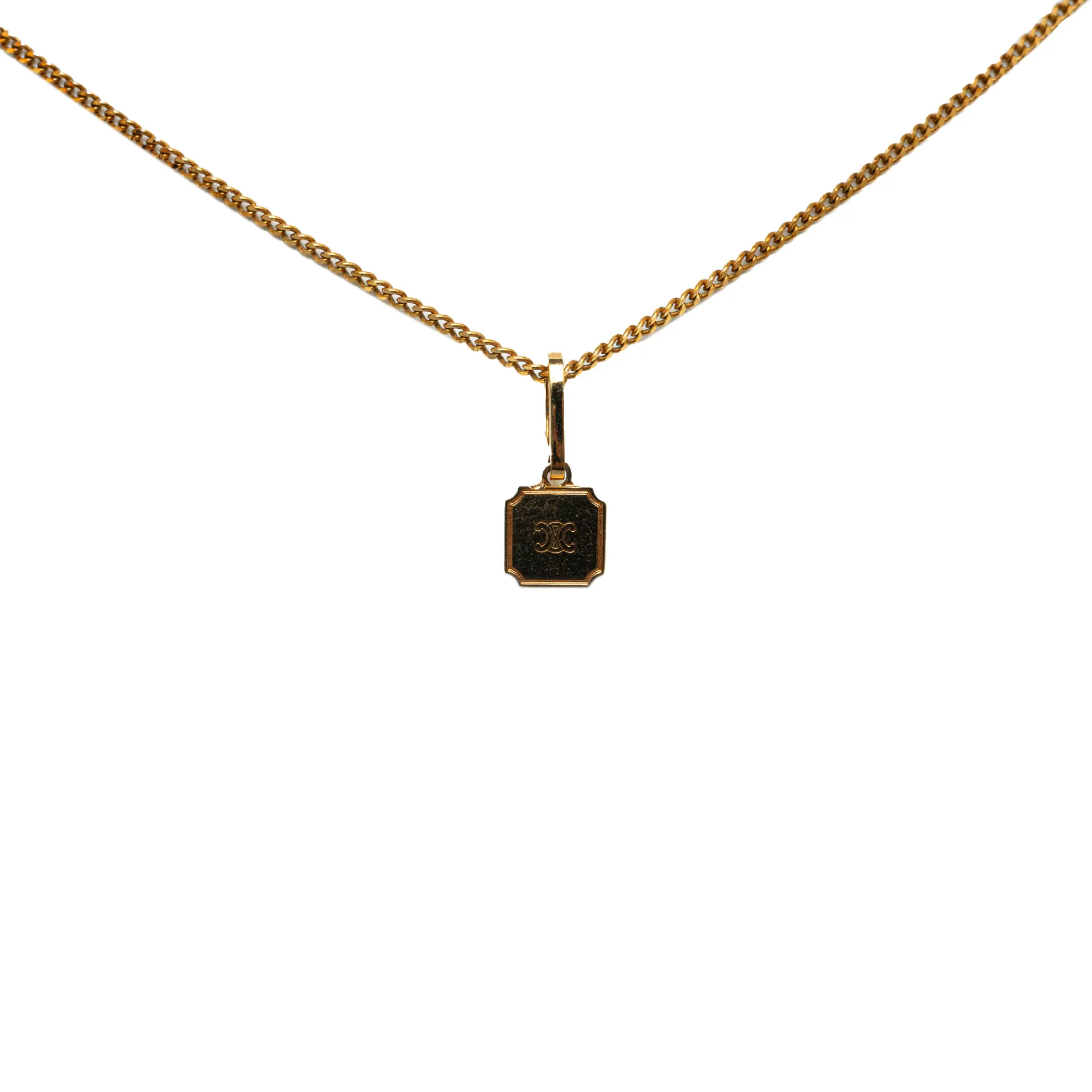 Celine Triomphe Box Pendant Necklace