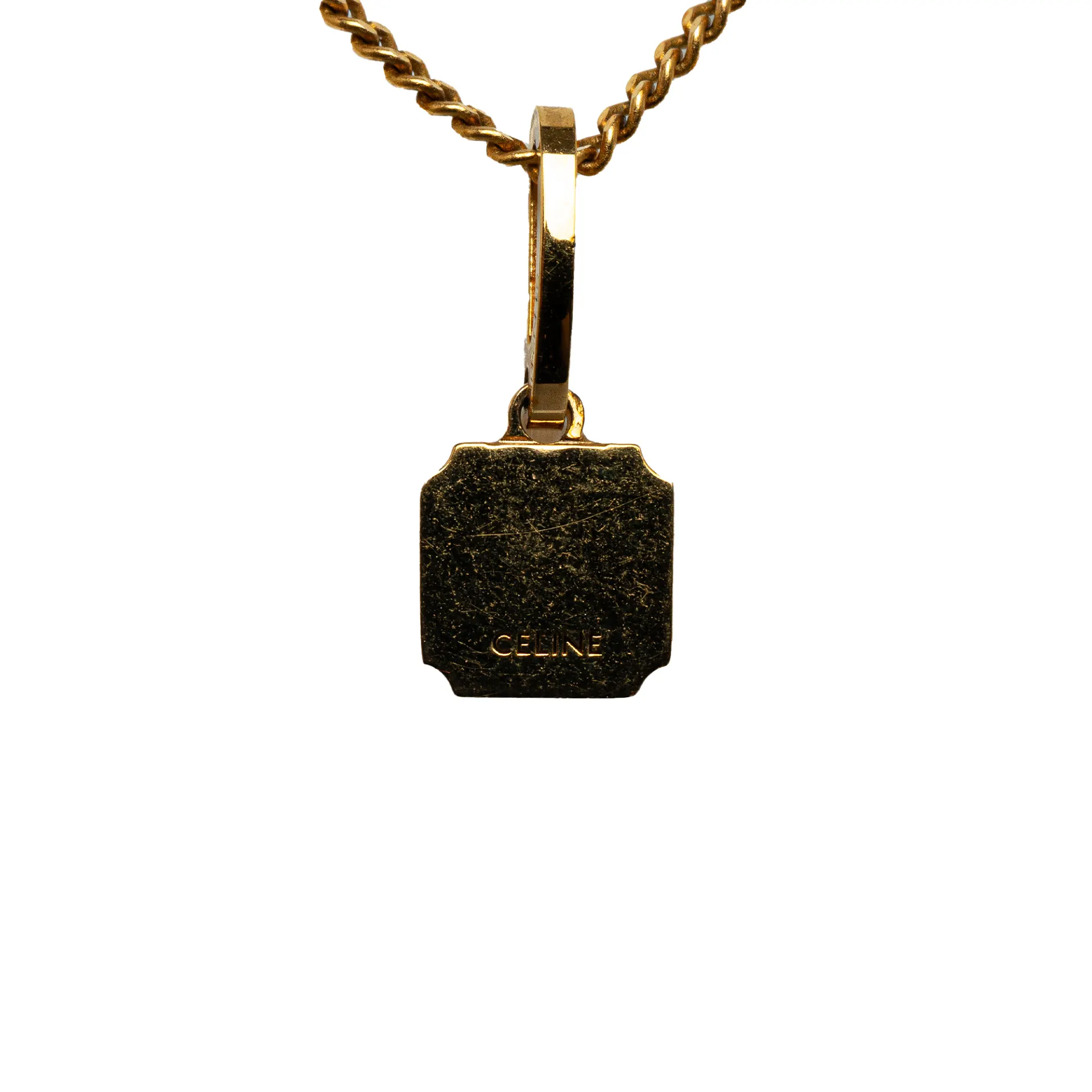 Celine Triomphe Box Pendant Necklace