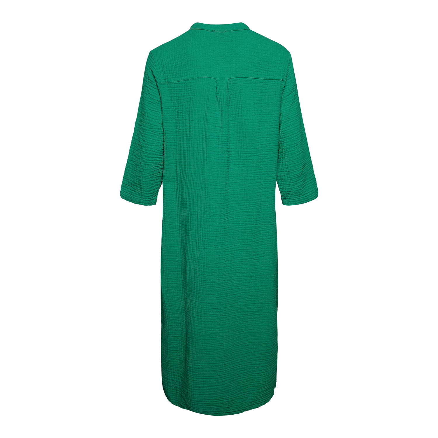 18970p, Long Shirt Dress With Pocket, Double Cotton - Apple Green