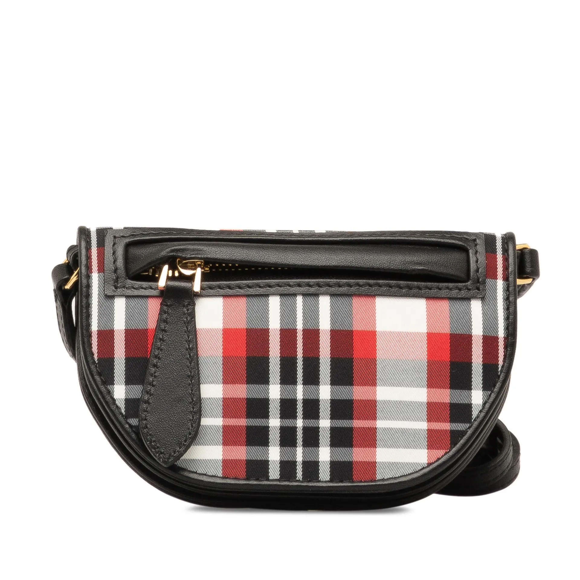 Burberry Olympia Micro Tartan Nylon And Leather Crossbody