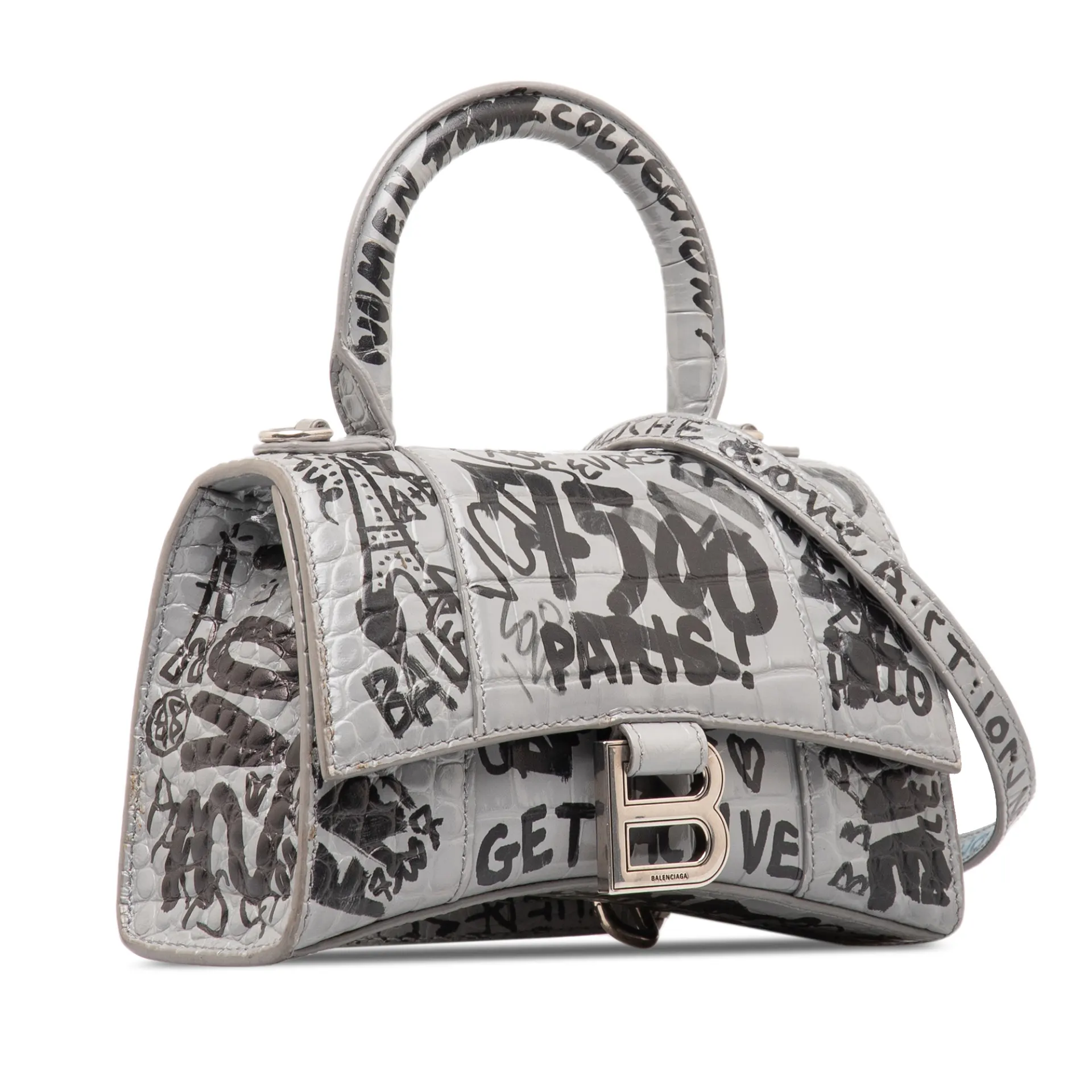 Balenciaga Xs Hourglass Graffiti Top Handle Bag