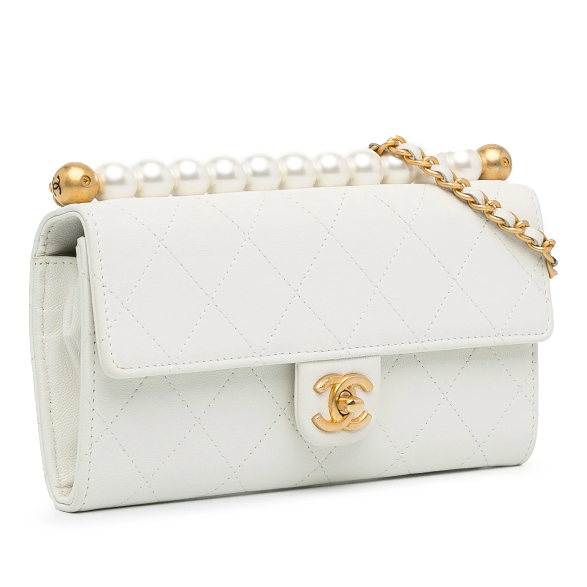 Chanel Goatskin Chic Pearls Wallet On Chain