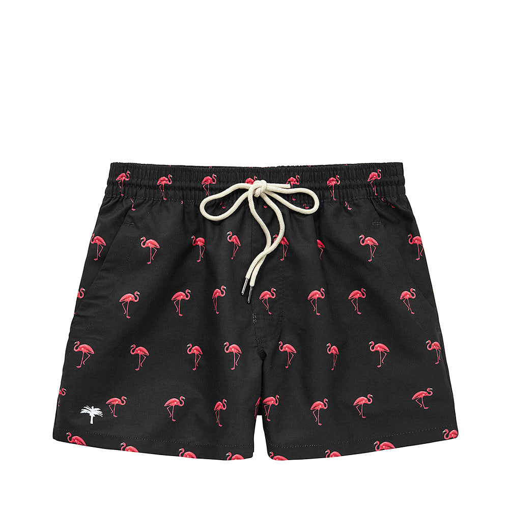 Black Flamingo Swim Trunks