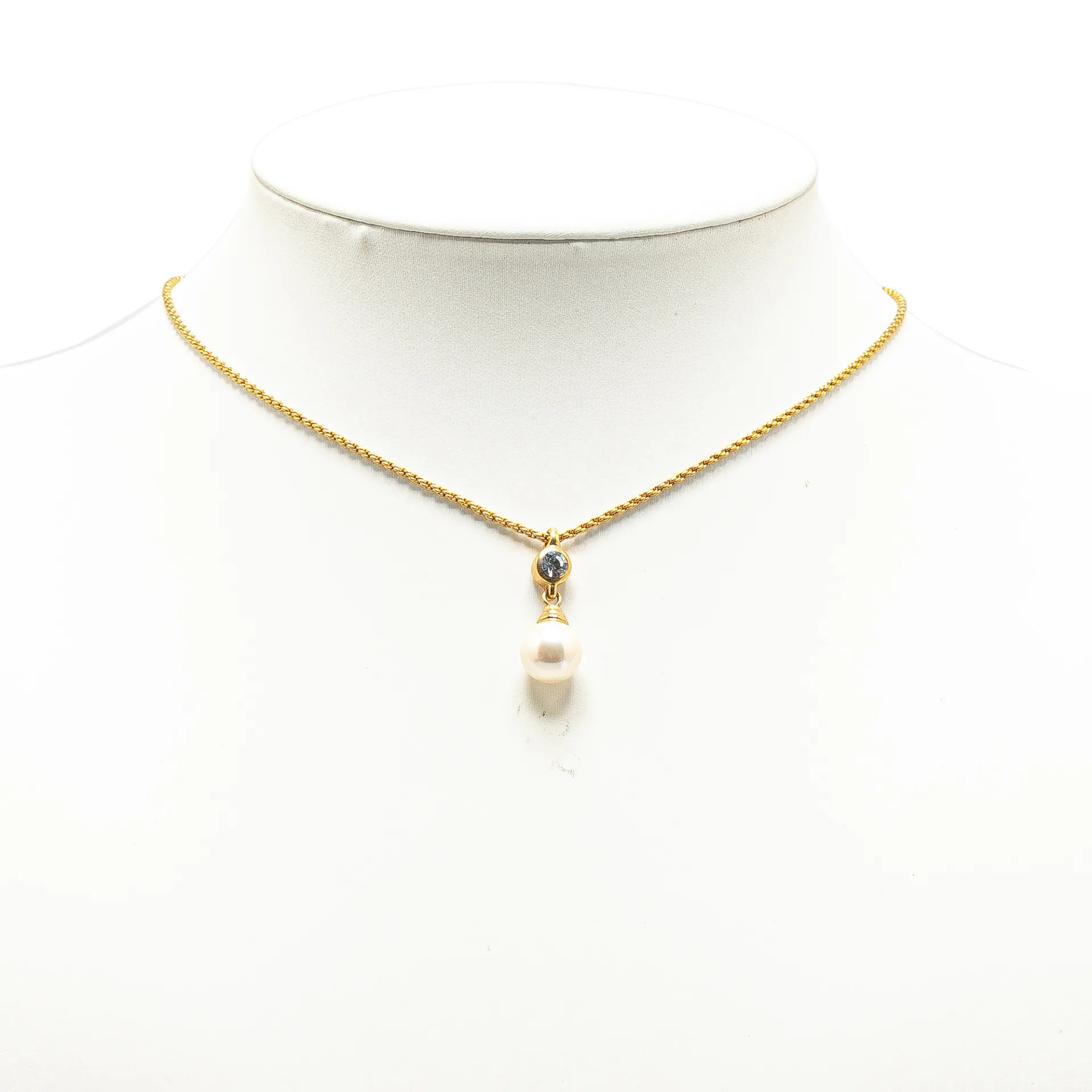 Dior Faux Pearl Crystal Pendant Necklace