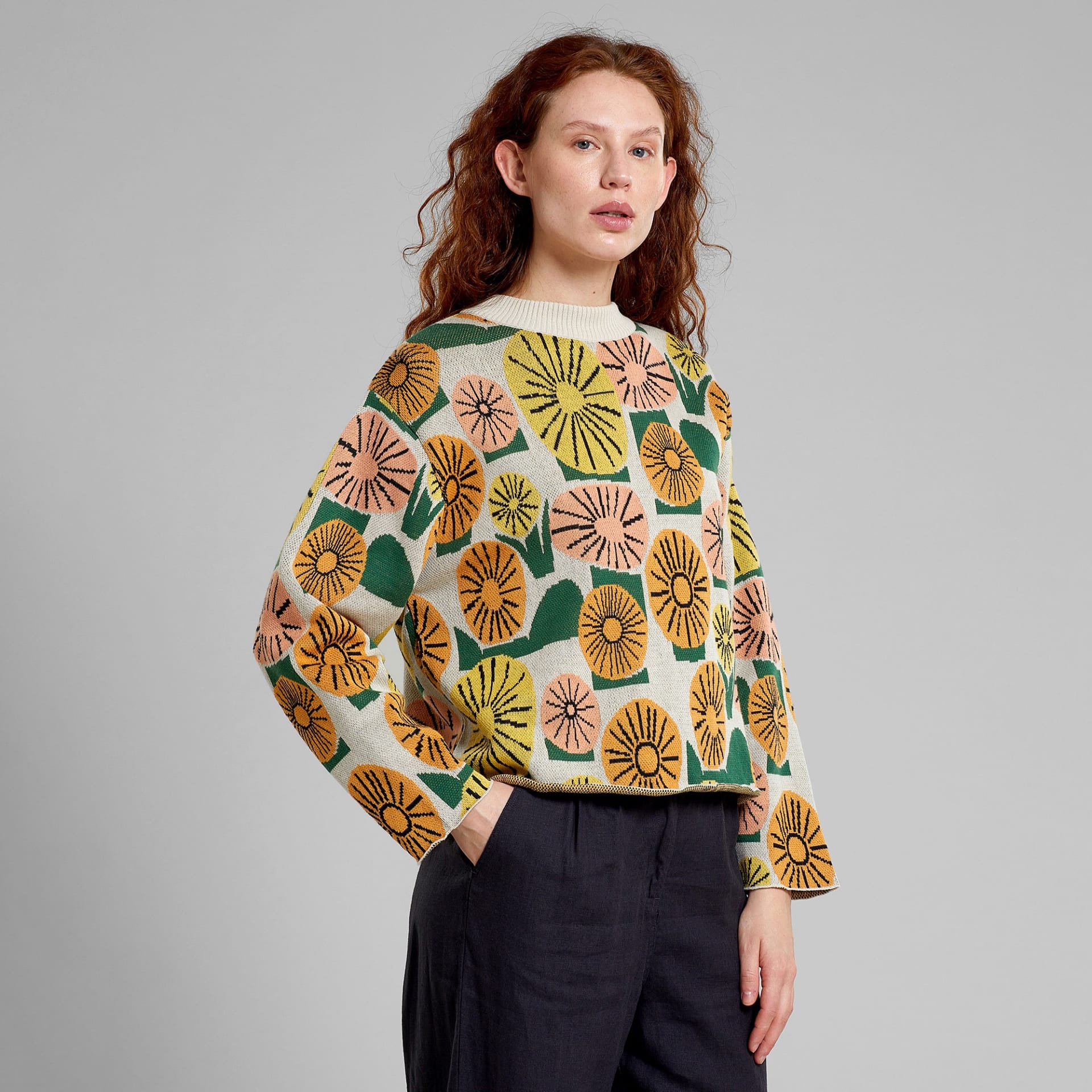 Sweater Limhamn Dandelions Oat White