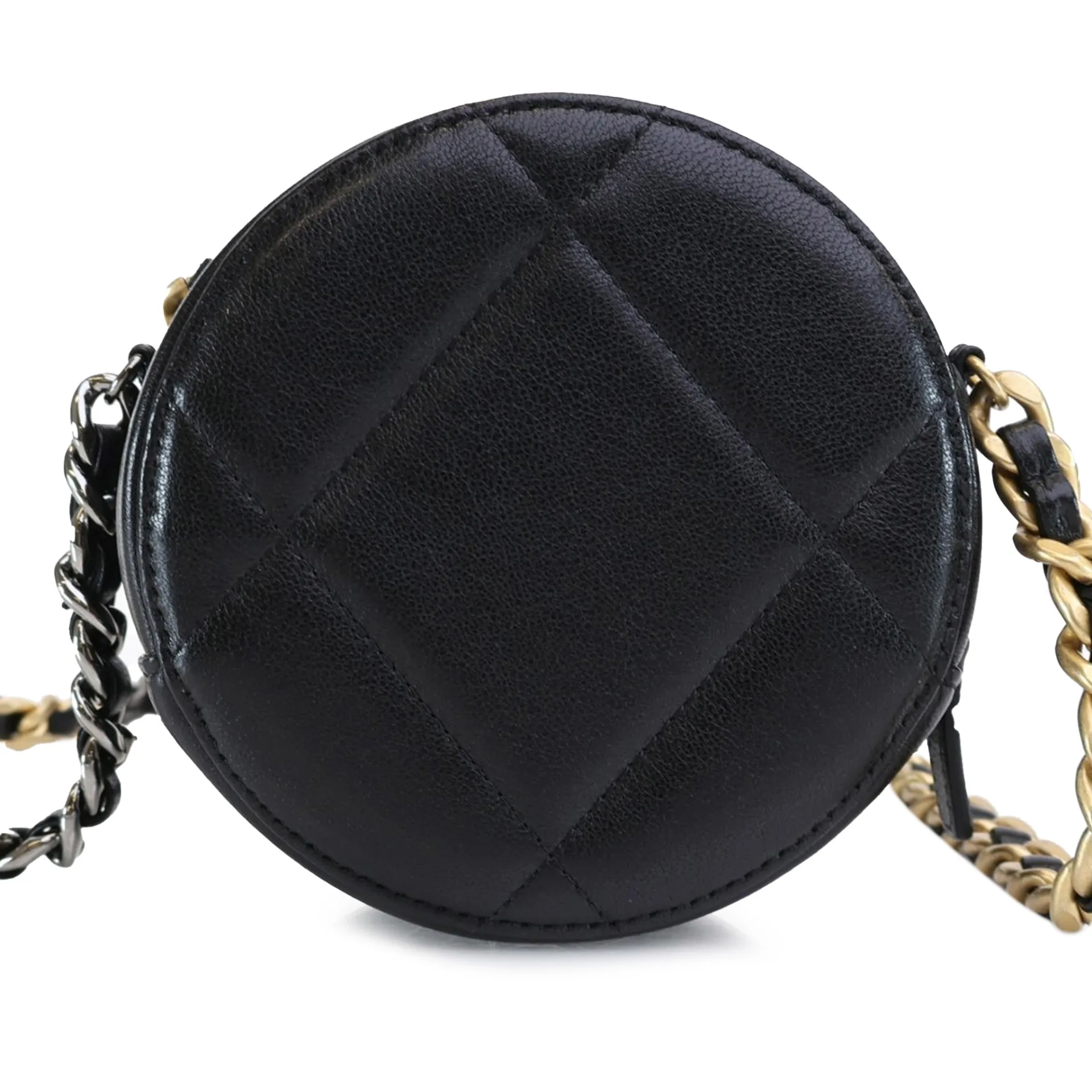 Chanel Lambskin 19 Round Clutch With Chain