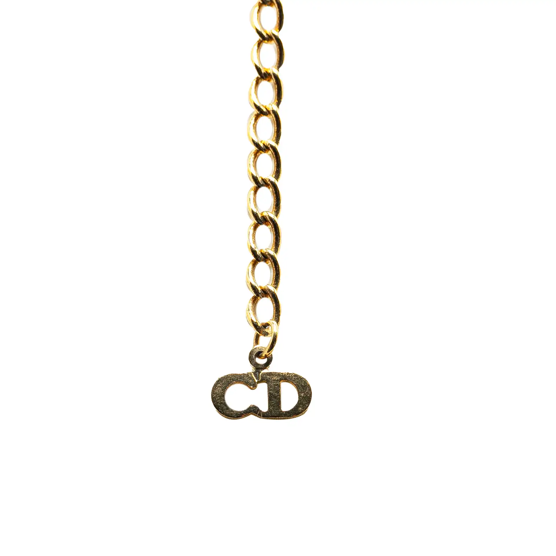 Dior Logo Rhinestones Pendant Necklace