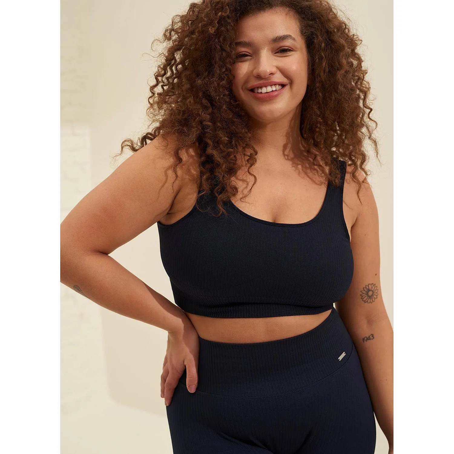 Navy Ribbed Seamless Bra