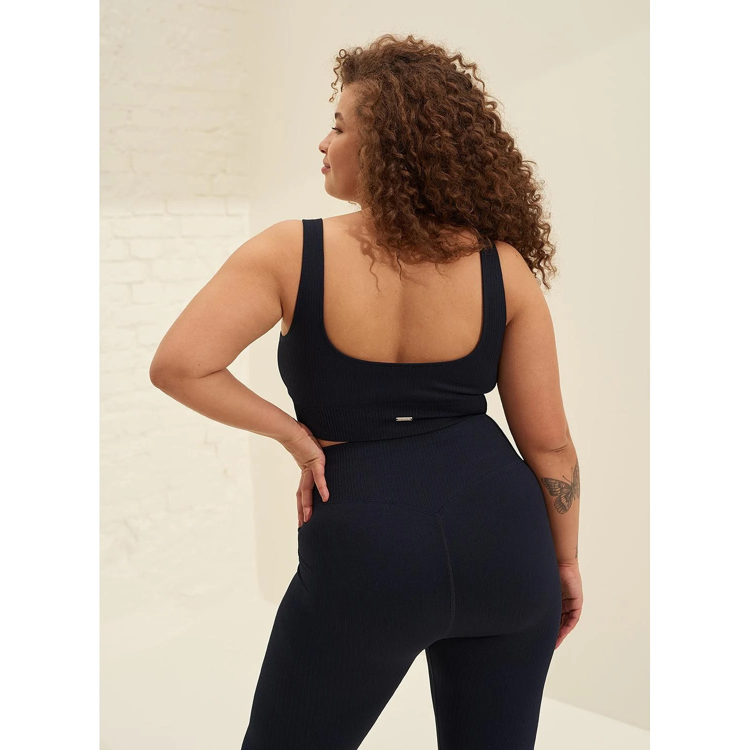 Navy Ribbed Seamless Bra