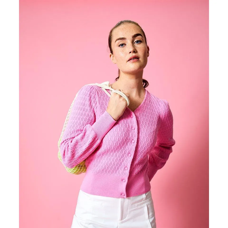 Kort Cardigan I Bomull - Johanna Pink