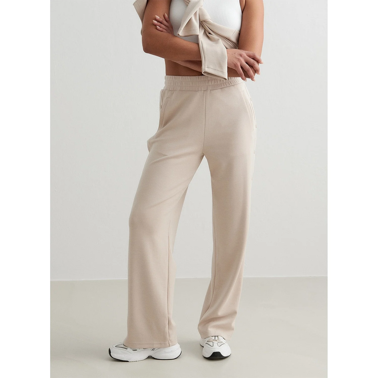 Café Au Lait Comfy Buttoned Pants