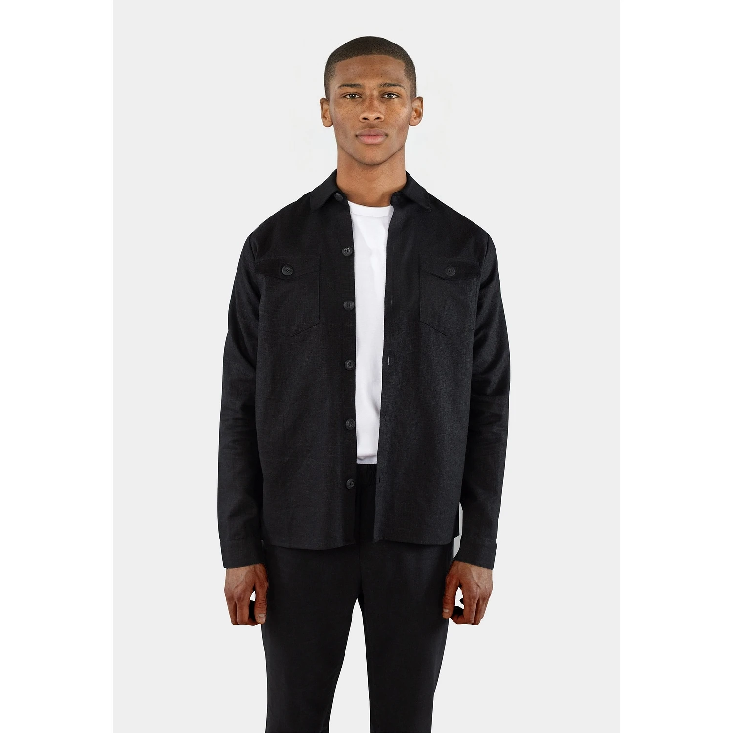 Dani Linen Overshirt - Black