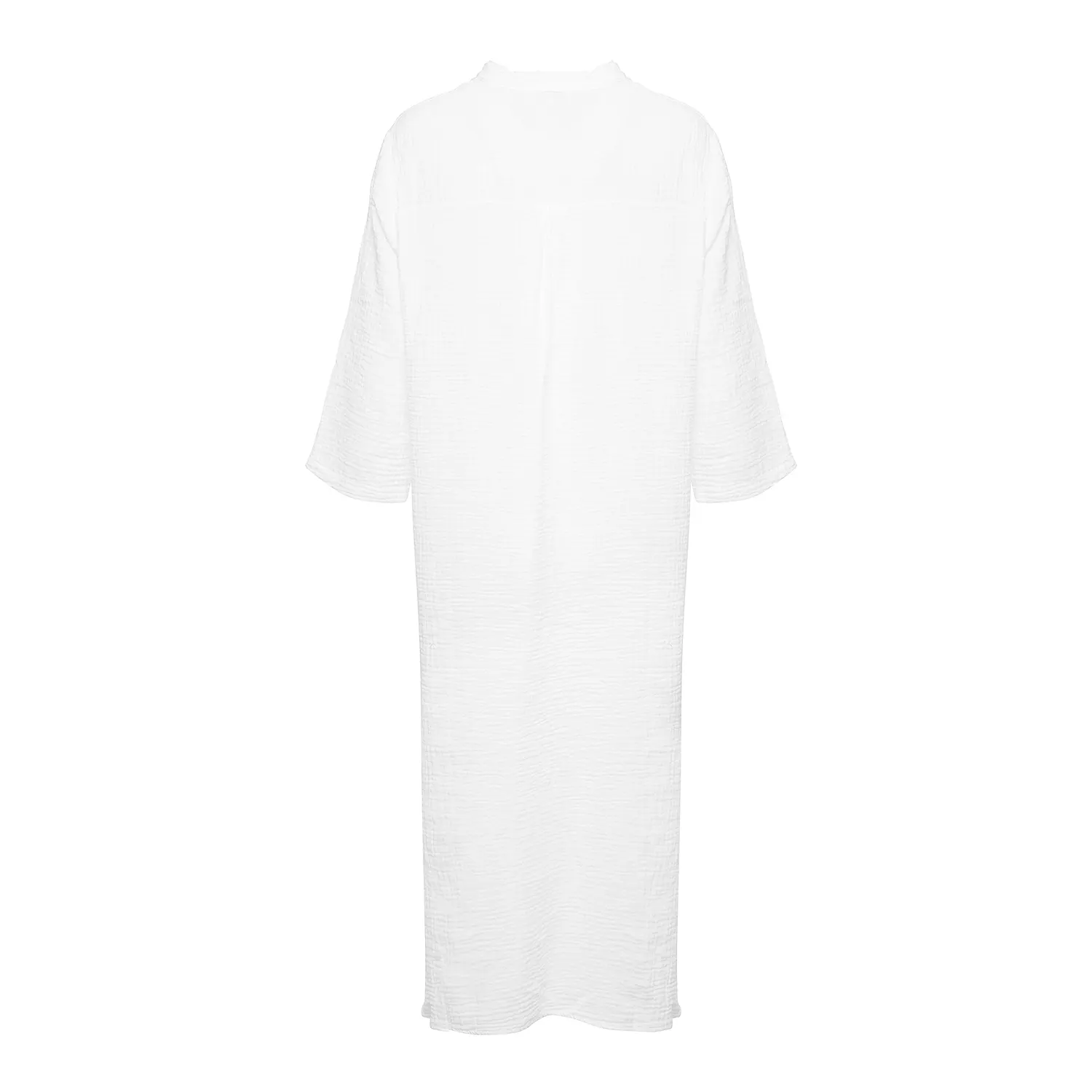 18970p, Long Shirt Dress With Pocket, Double Cotton - White