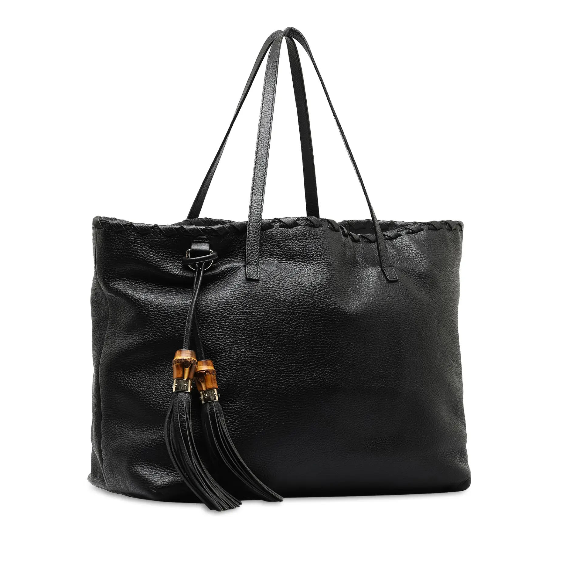 Gucci Leather Bamboo Tassel Tote